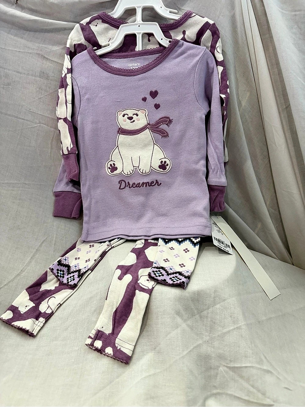 Carter's Girls Pajama Set Purple & White Size 5T NWT